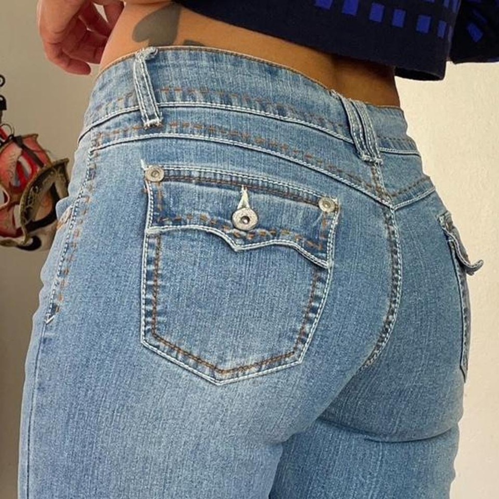 Y2K Stitched Denim Blue Jeans